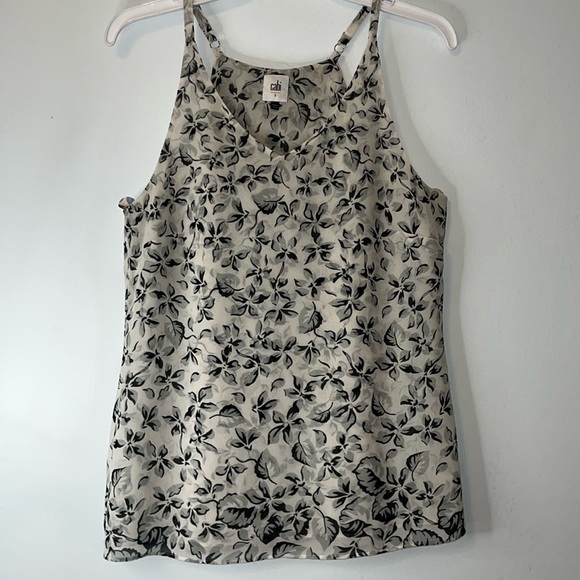 CAbi Tops - CABI Chiffon Sleeveless Semi-Sheer Floral Tunic Top Gray Adjustable Straps Sz Sm